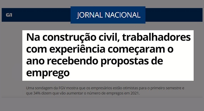 Setor da construção é destaque no Jornal Nacional