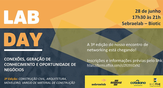 Sinduscon-DF divulga: Lab Day - oportunidades de negócios